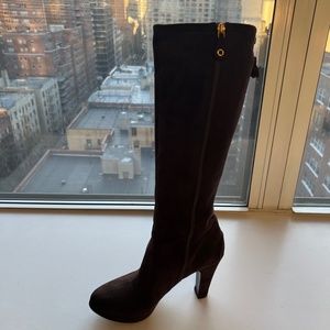 Brown suede Car Shoe heeled boots (size 39.5)